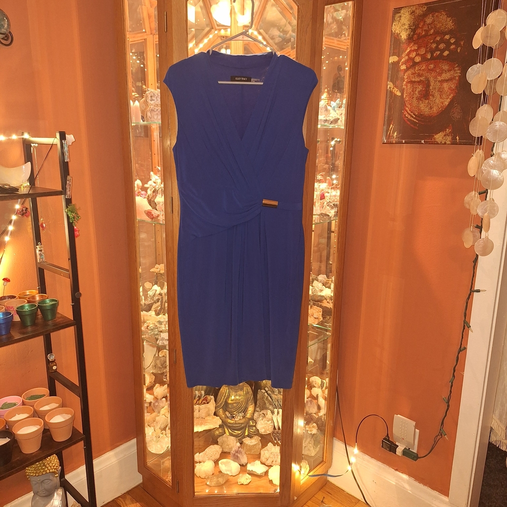 Ellen Tracy Royal Blue Sleeveless Midi Sheath Dress